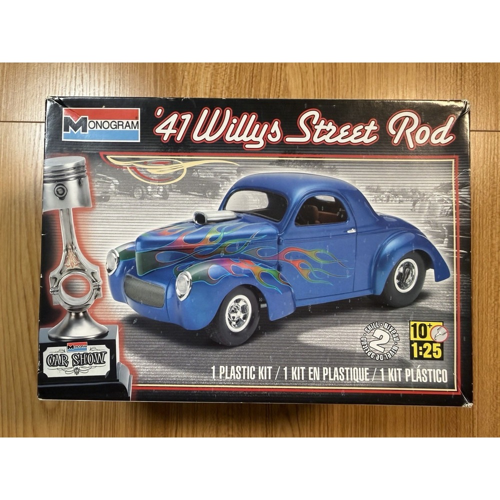 Monogram Revell '41 Willys Street Rod 1:25 Built Model Car Yellow Box Decals